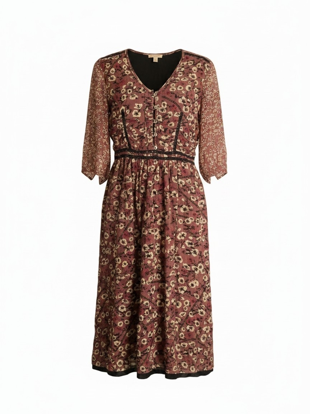 Burberry silk mixed-print floral midi dress
